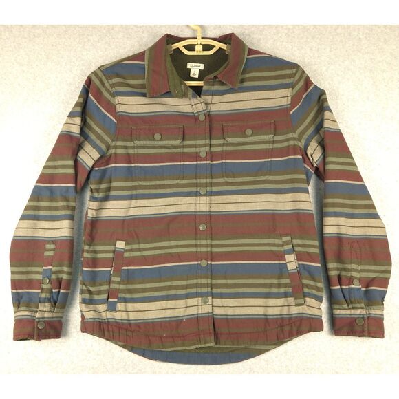 L.L. Bean Jackets & Blazers - L.L.Bean Striped Cotton Shirt Jacket Outdoor Casual Button Down‎ Lined Small